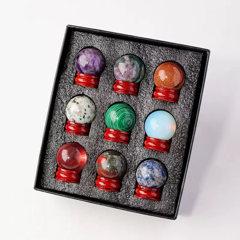 9 Pcs Mini Crystal Sphere Gift Box with Stand - Image 5