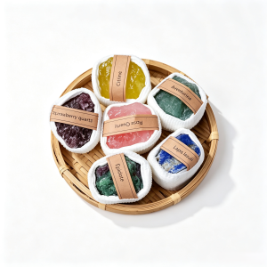 Natural Rough Crystal & Mineral Specimen Collection Kit in Wooden Gift Box