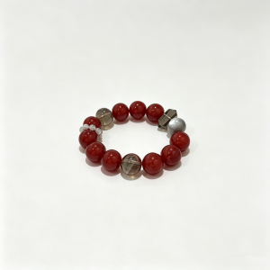 Christmas Red Agate Smoky Quartz Bracelet
