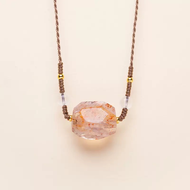 Hematoid Quartz Macrame Necklace - Image 2