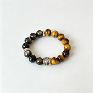 Tiger Eye Silver Obsidian Bracelet