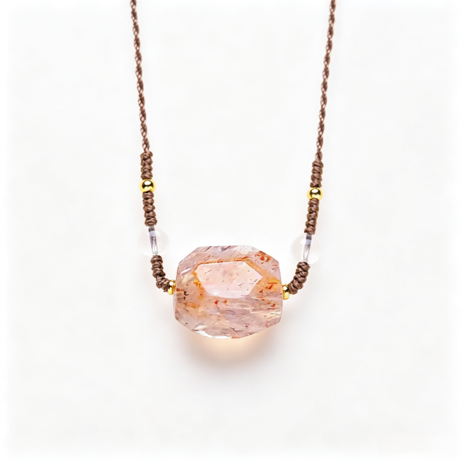 Hematoid Quartz Macrame Necklace