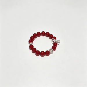Red Agate Bow Charm Bracelet