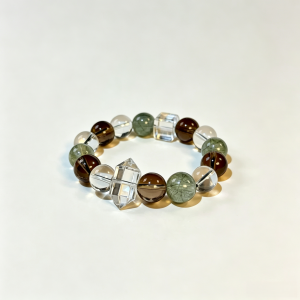 Green Rutilated Smoky Clear Quartz Bracelet